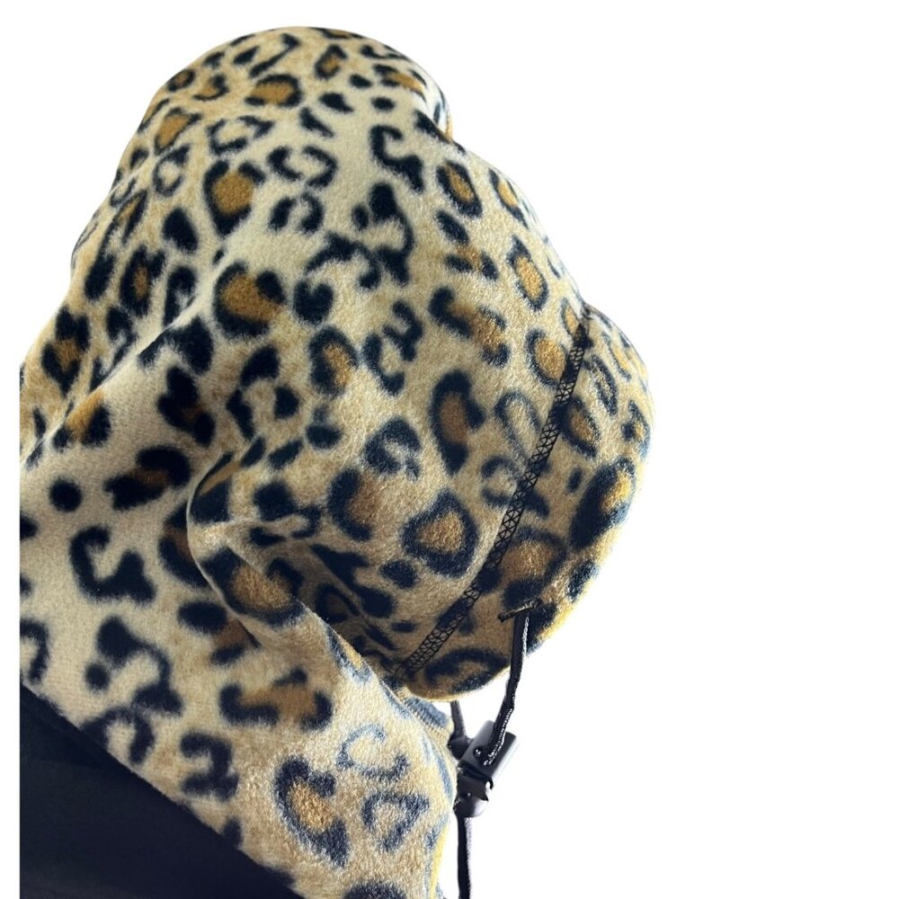 Hot Headz Leopard Print & Black Convertible Fleece Hat Hood Face Cover One Size - Picture 4 of 12